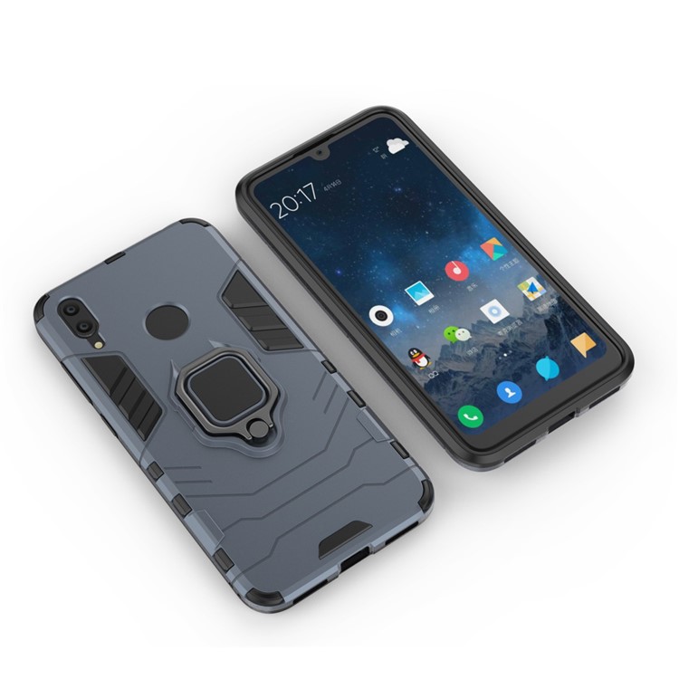 Finger Ring Kickstand PC + TPU Hybrid Phone Case for Huawei Y7 (2019) - Blue-3