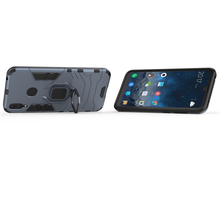 Finger Ring Kickstand PC + TPU Hybrid Phone Case for Huawei Y7 (2019) - Blue-5