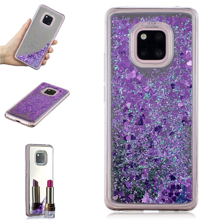 Glitter Dynamic Quicksand Mirror Surface TPU Mobile Phone Shell Case for Huawei Mate 20 Pro - Purple-1