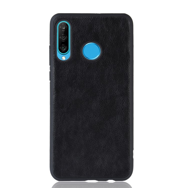 PU Leather Coated TPU Soft Case for Huawei P30 Lite / nova 4e - Black-2