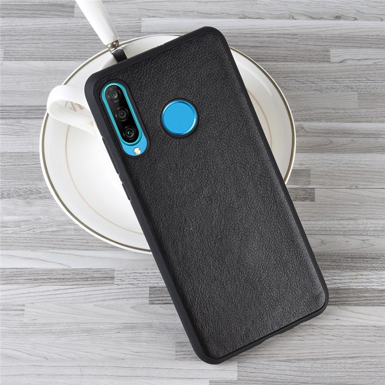 PU Leather Coated TPU Soft Case for Huawei P30 Lite / nova 4e - Black-6