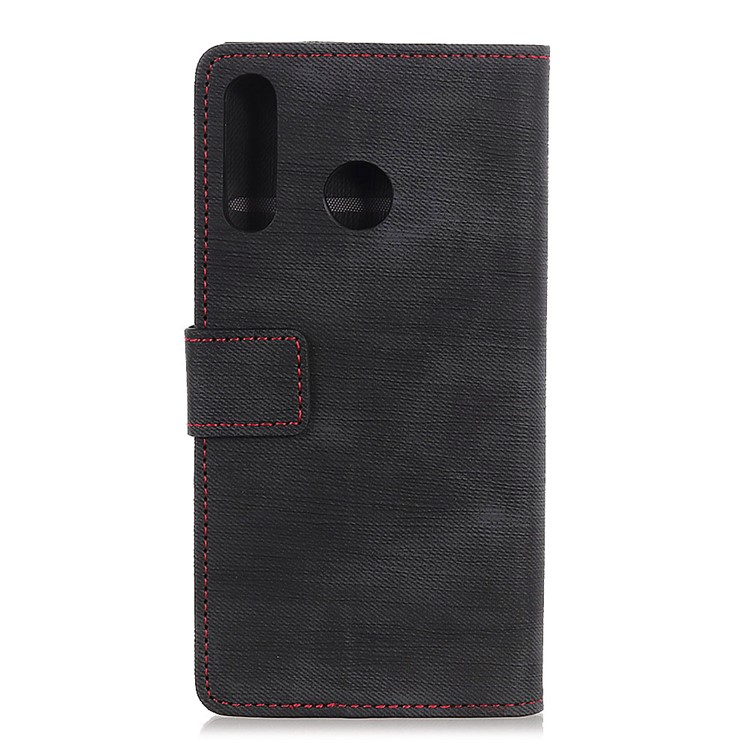 Jeans Cloth Wallet Stand Leather Phone Case for Huawei P30 Lite / nova 4e - Black-10