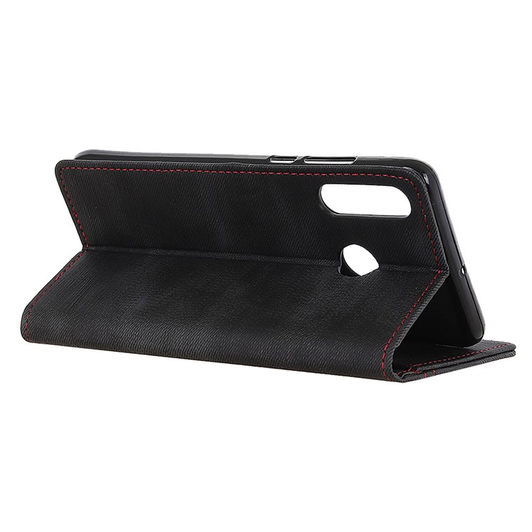 Jeans Cloth Wallet Stand Leather Phone Case for Huawei P30 Lite / nova 4e  - Black-11