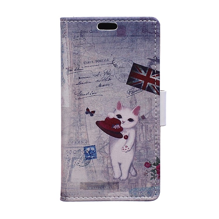 Leather Wallet Stand Case for Huawei P9 Lite - Cat Playing with Hat-1