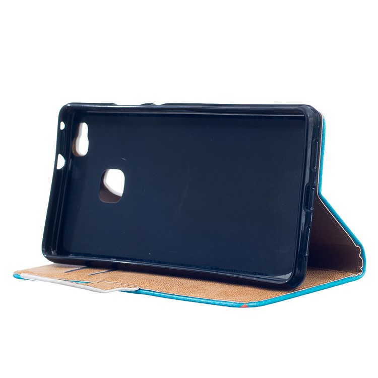 Leather Wallet Stand Case for Huawei P9 Lite - Cat Playing with Hat-5