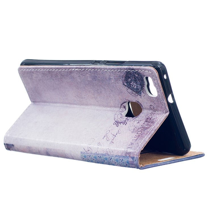 Leather Wallet Stand Case for Huawei P9 Lite - Cat Playing with Hat-6