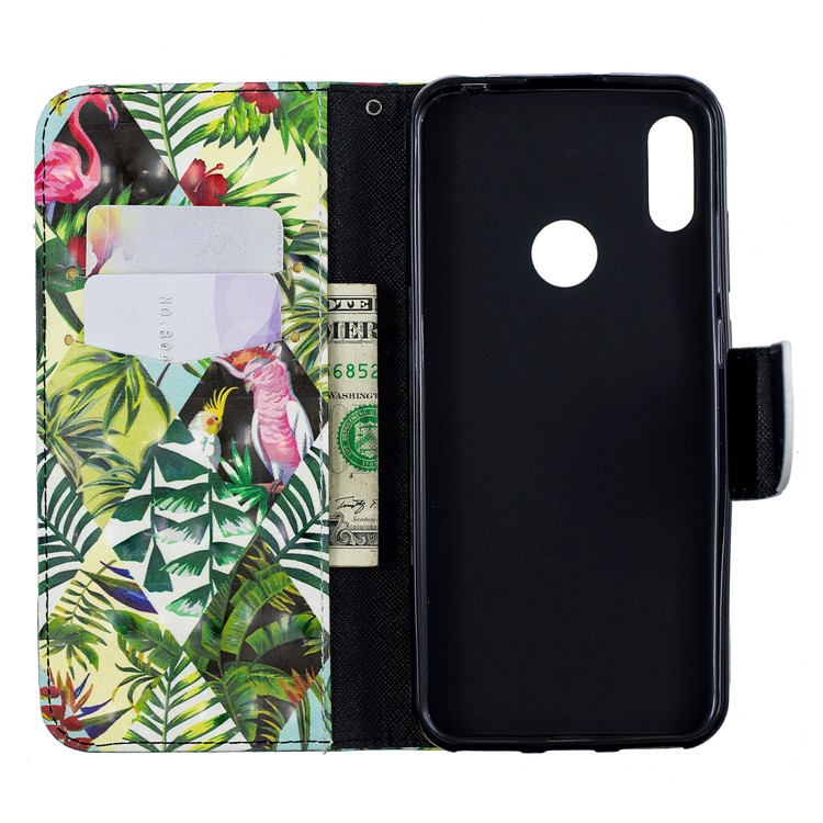 Pattern Printing Light Spot Decor Leather Wallet Case for Huawei Y6 (2019)/Y6 Pro (2019)/Y6 Prime (2019) - Leaves-8