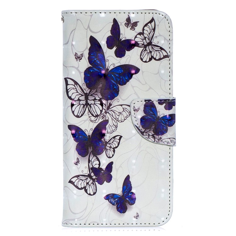 Custodia A Portafoglio In Pelle Stampa Motivi Decorativi Per Huawei Y6 (2019, Con Sensore Di Impronte Digitali) / Y6 Prime (2019) - Bella Farfalla-2