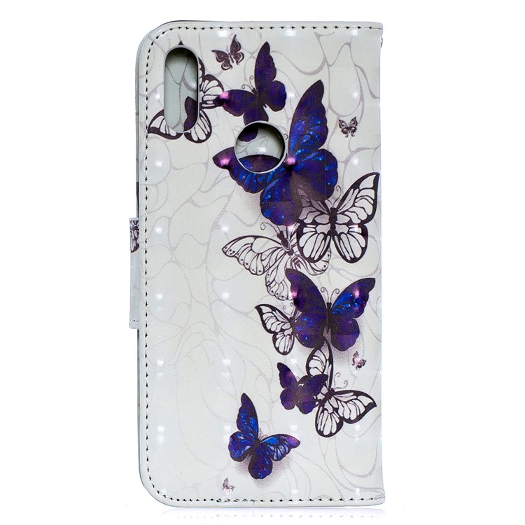 Custodia A Portafoglio In Pelle Stampa Motivi Decorativi Per Huawei Y6 (2019, Con Sensore Di Impronte Digitali) / Y6 Prime (2019) - Bella Farfalla-3