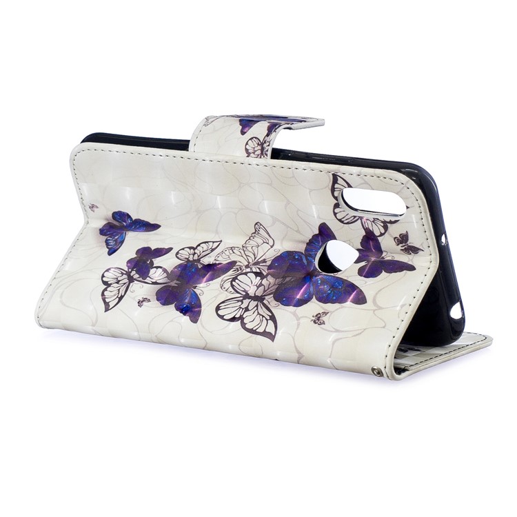 Custodia A Portafoglio In Pelle Stampa Motivi Decorativi Per Huawei Y6 (2019, Con Sensore Di Impronte Digitali) / Y6 Prime (2019) - Bella Farfalla-4