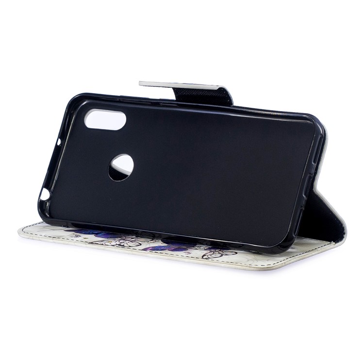 Custodia A Portafoglio In Pelle Stampa Motivi Decorativi Per Huawei Y6 (2019, Con Sensore Di Impronte Digitali) / Y6 Prime (2019) - Bella Farfalla-5