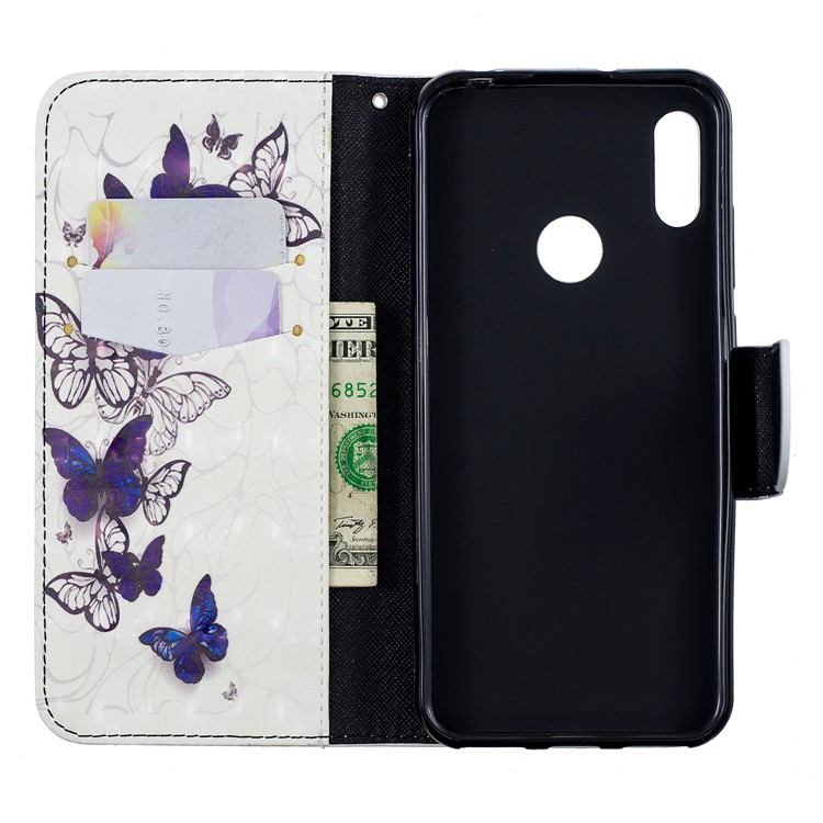 Custodia A Portafoglio In Pelle Stampa Motivi Decorativi Per Huawei Y6 (2019, Con Sensore Di Impronte Digitali) / Y6 Prime (2019) - Bella Farfalla-8