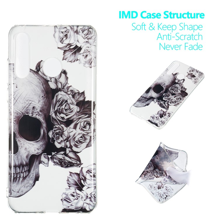 Pattern Printing IMD TPU Phone Case for Huawei P30 Lite/nova 4e/P30 Lite New Edition - Skull and Flower-1