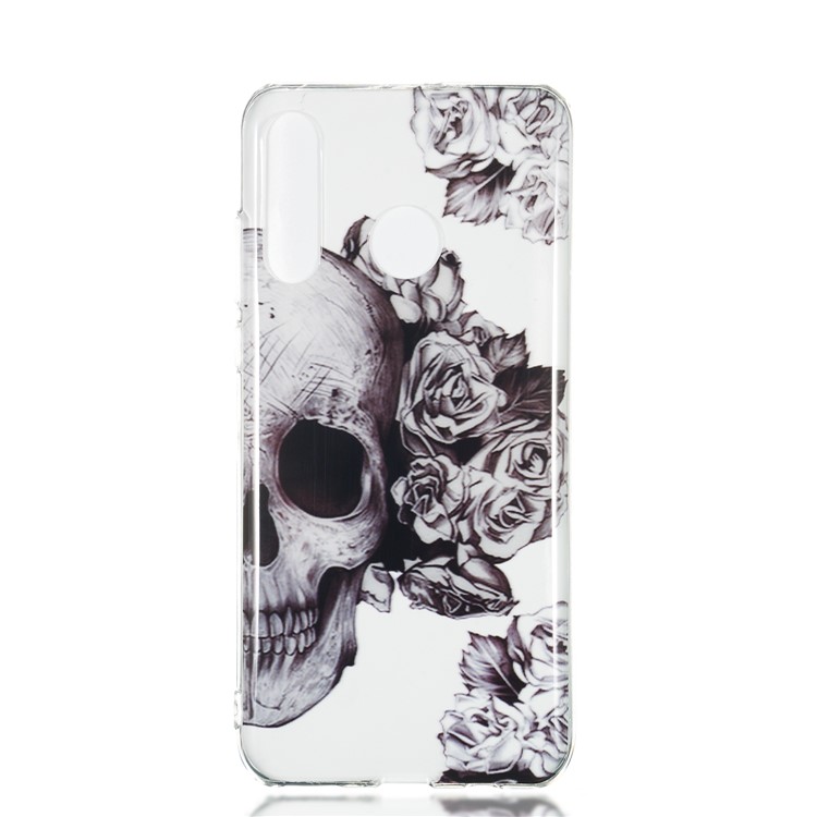 Pattern Printing IMD TPU Phone Case for Huawei P30 Lite/nova 4e/P30 Lite New Edition - Skull and Flower-2