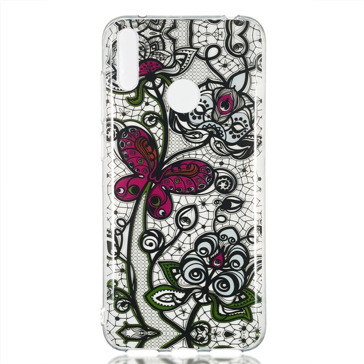 Pattern Printing IMD TPU Case for Huawei Y7 (2019) / Y7 Pro (2019) / Enjoy 9 - Black Lace and Butterfly-2