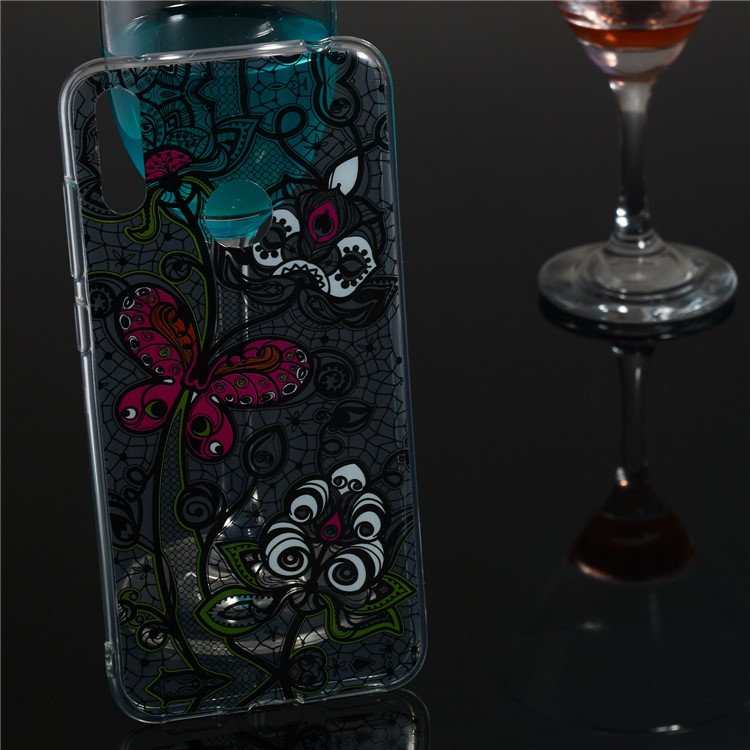 Pattern Printing IMD TPU Case for Huawei Y7 (2019) / Y7 Pro (2019) / Enjoy 9 - Black Lace and Butterfly-5