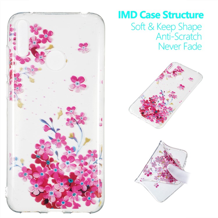 Pattern Printing IMD TPU Case for Huawei Y7 (2019) / Y7 Pro (2019) / Enjoy 9 - Pink Flower-1