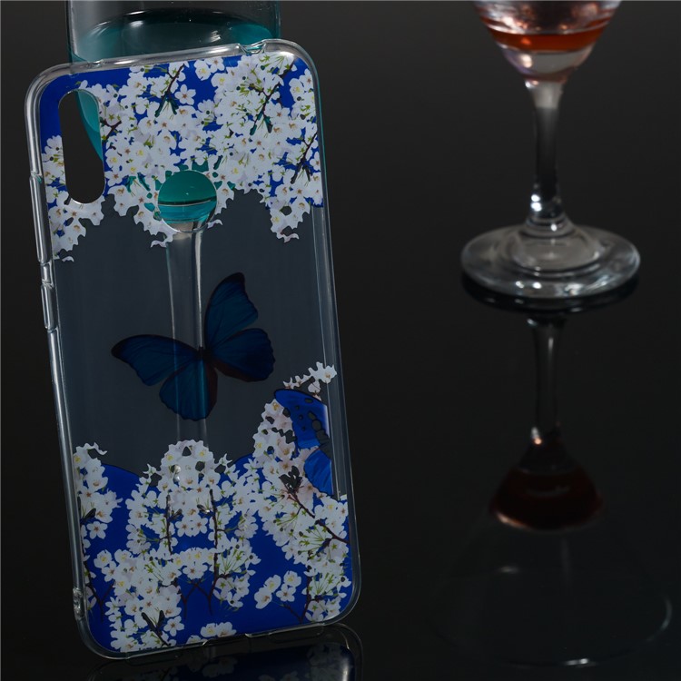 Pattern Printing IMD TPU Case for Huawei Y7 (2019) / Y7 Pro (2019) / Enjoy 9 - Butterfly and White Flowers-5