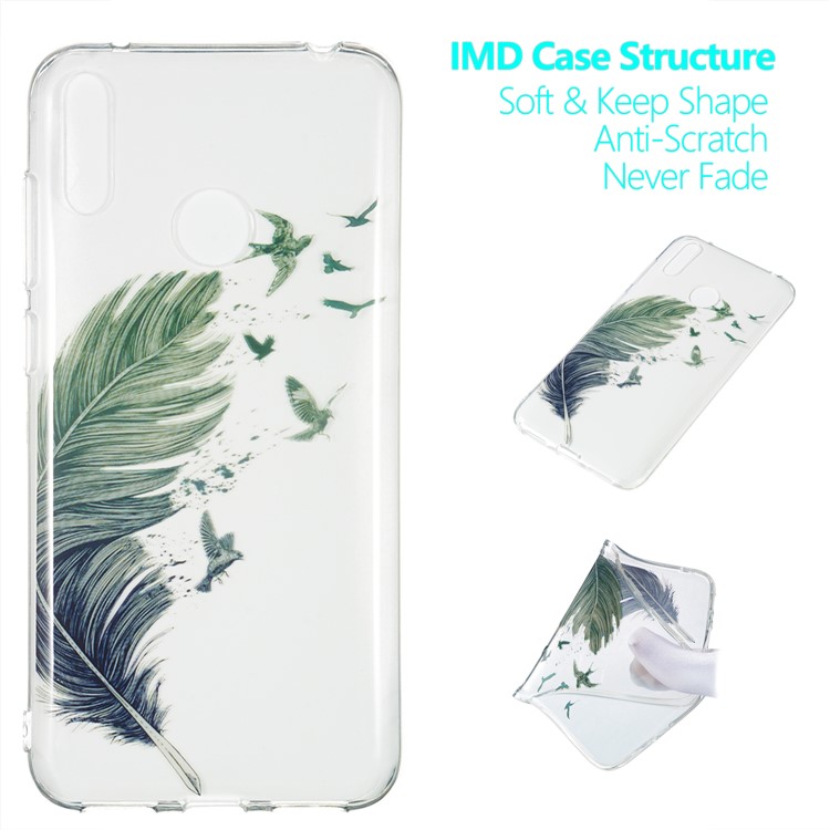 Pattern Printing IMD TPU Case for Huawei Y7 (2019) / Y7 Pro (2019) / Enjoy 9 - Feather and Bird-1
