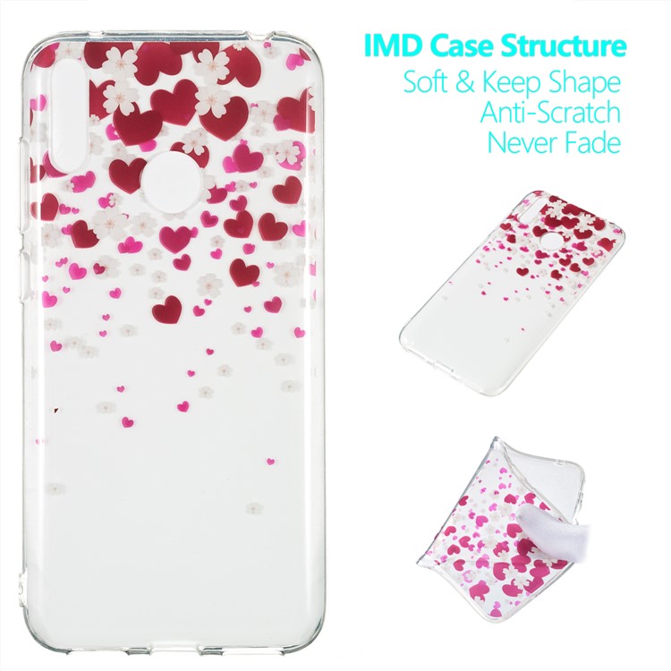 Padrão De Impressão IMD Caso TPU Para Huawei Y7 (2019) / Y7 Pro (2019) / Aproveite 9 - Corações E Flores-1