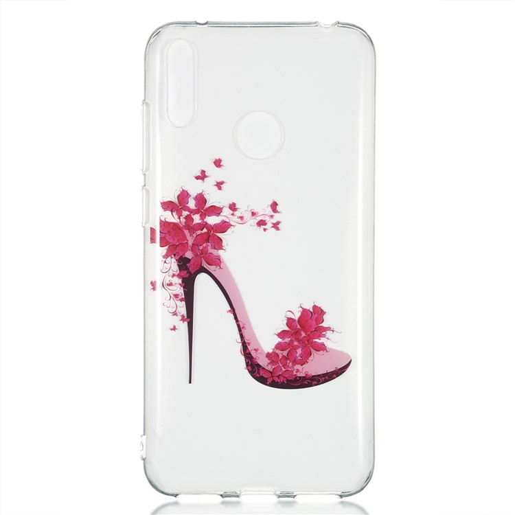 Pattern Printing IMD TPU Case for Huawei Y7 (2019) / Y7 Pro (2019) / Enjoy 9 - Flowered High-heel Shoe-2