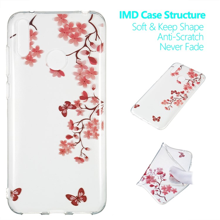 Pattern Printing IMD TPU Case for Huawei Y7 (2019) / Y7 Pro (2019) / Enjoy 9 - Butterfly and Flower-1