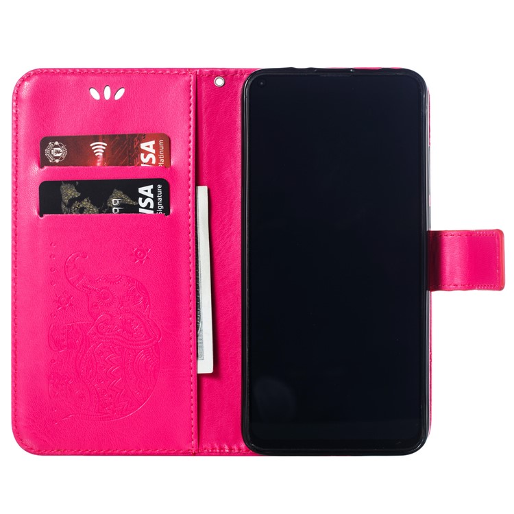 Imprinted Elephant PU Leather Magnetic Mobile Case for Huawei Honor View 20/V20 - Rose-10