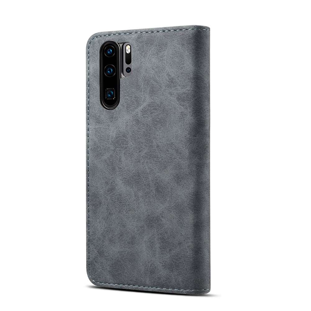 PU Leather Wallet Stand Case for Huawei P30 Pro - Grey-3