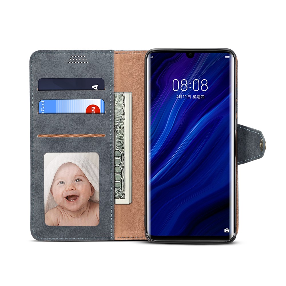 PU Leather Wallet Stand Case for Huawei P30 Pro - Grey-4
