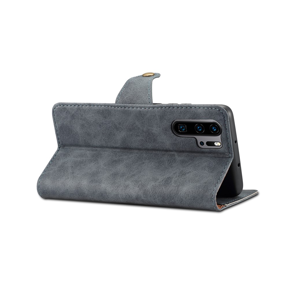PU Leather Wallet Stand Case for Huawei P30 Pro - Grey-6