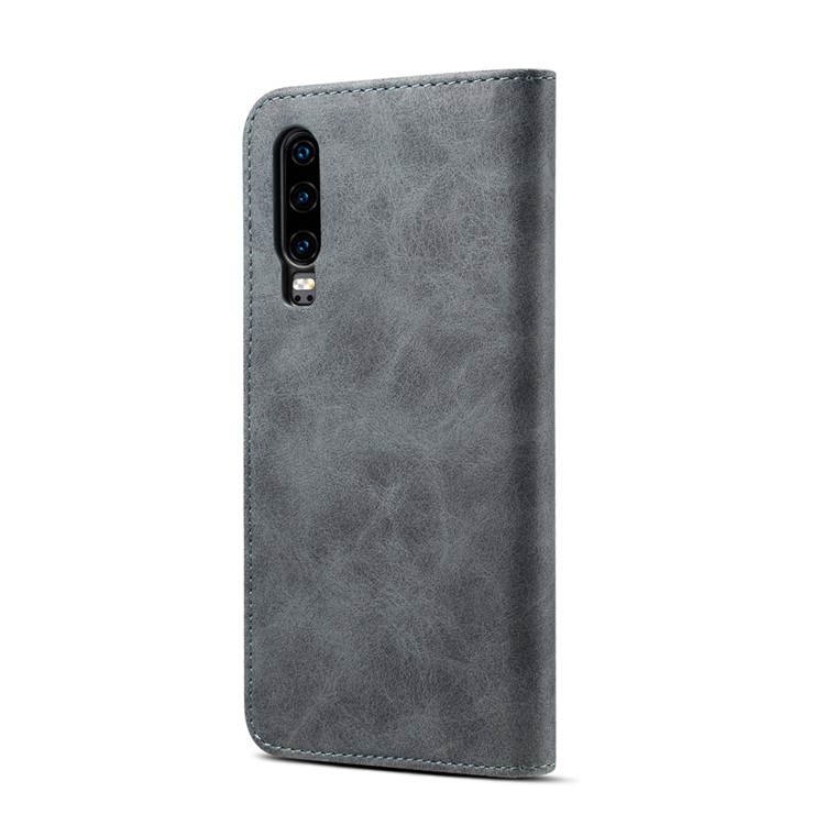 PU Leather Wallet Stand Case for Huawei P30 - Grey-3