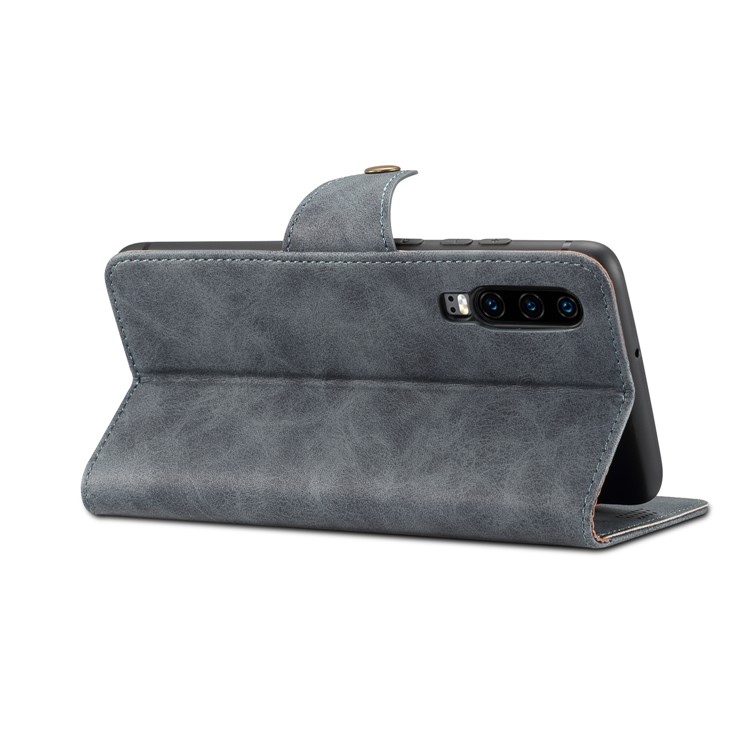 PU Leather Wallet Stand Case for Huawei P30 - Grey-5