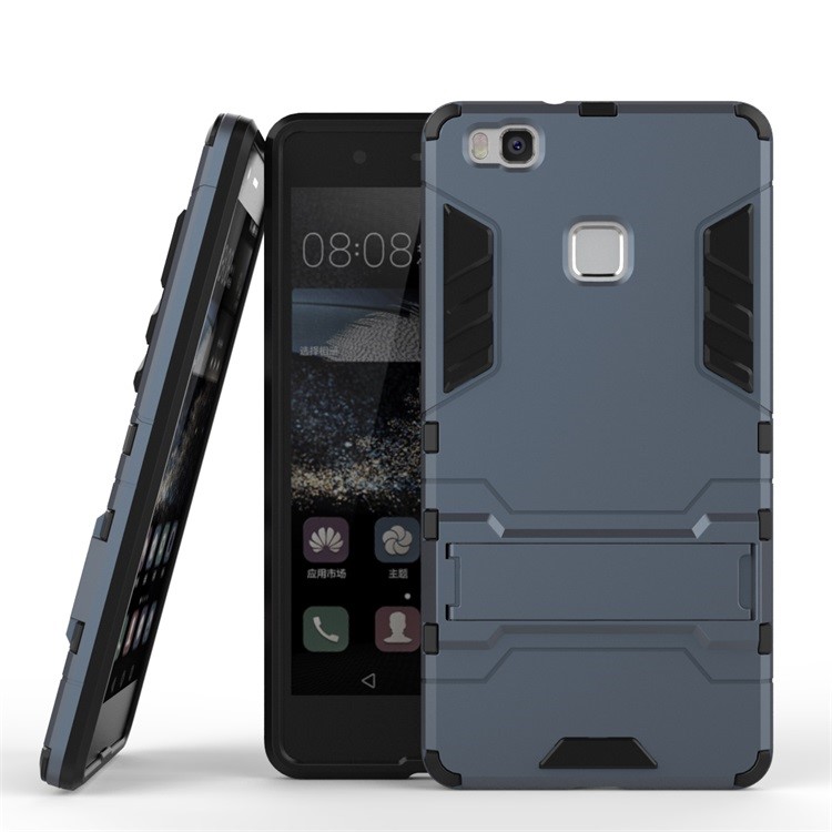 For Huawei P9 Lite Cool Kickstand PC + TPU Hybrid Cover Case - Dark Blue-2