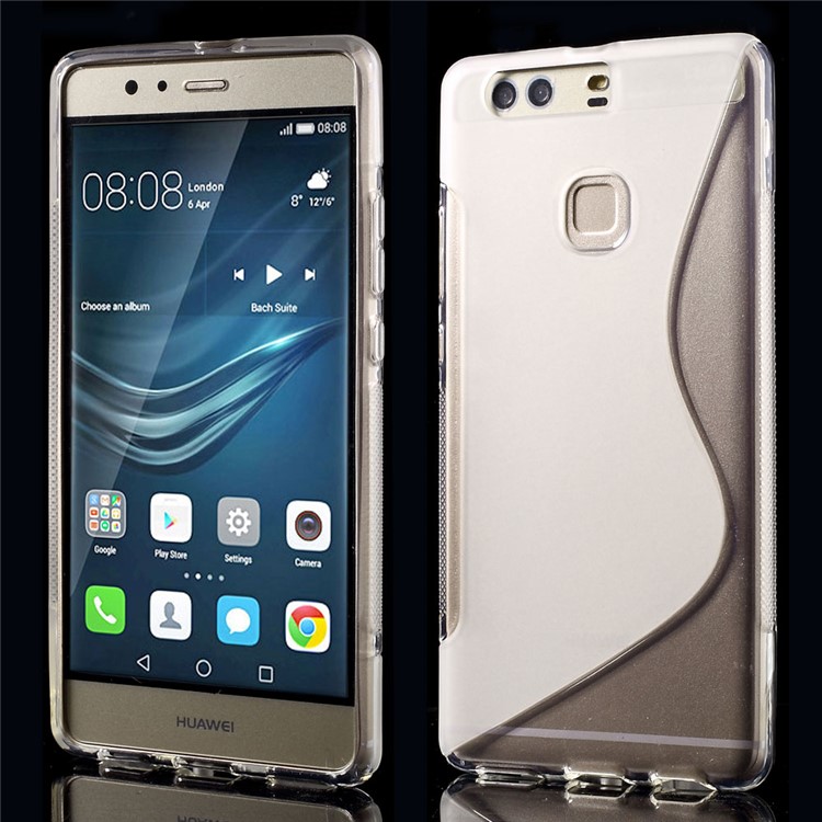 S Shape Flexible TPU Cover for Huawei P9 Plus - Transparent-1