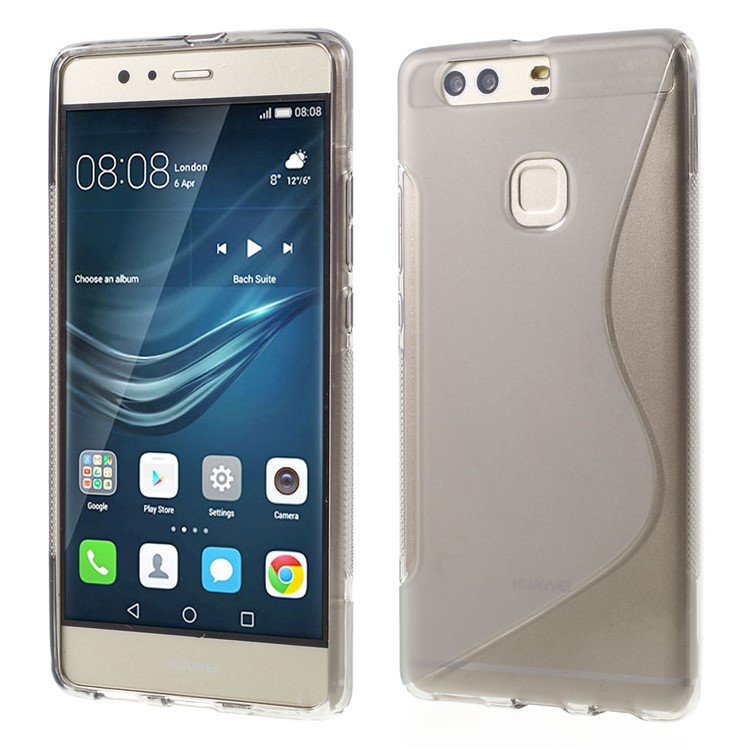 S Shape Flexible TPU Case for Huawei P9 Plus - Grey-1