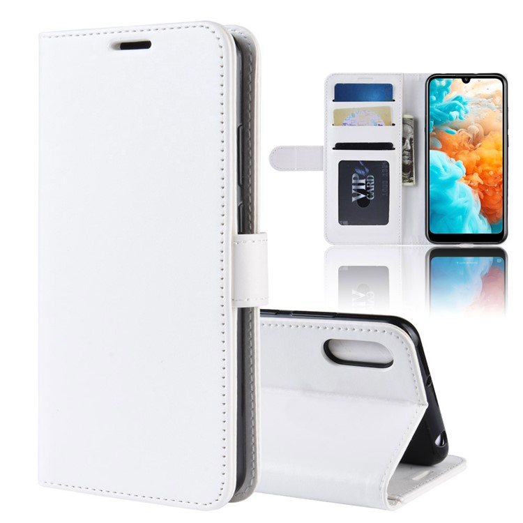 Crazy Horse pu Leather Mobile Cover с Подставкой Для Кошелька Для Huawei Y6 (2019, Без Датчика Отпечатков Пальцев) / Y6 Pro (2019) - Белый