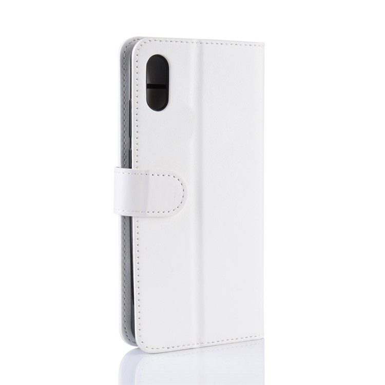 Crazy Horse pu Leather Mobile Cover с Подставкой Для Кошелька Для Huawei Y6 (2019, Без Датчика Отпечатков Пальцев) / Y6 Pro (2019) - Белый