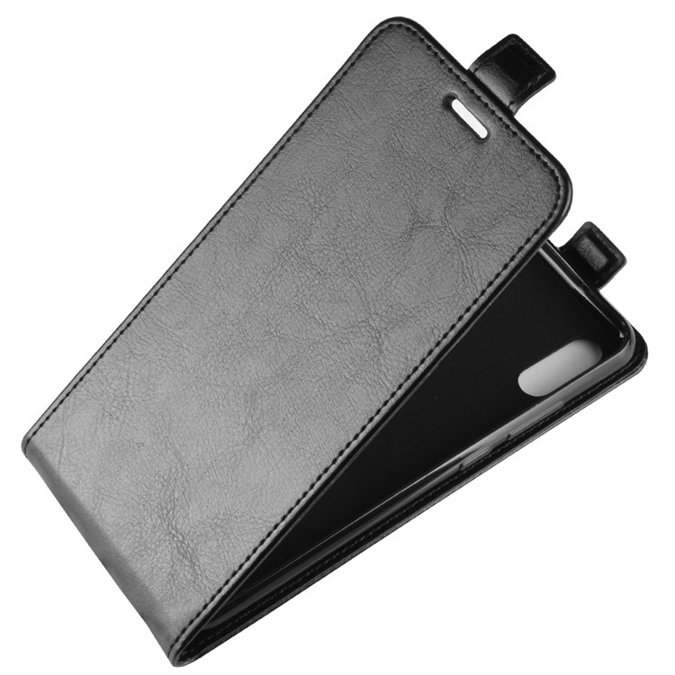 Crazy Horse Vertical Flip Leather Case с Карточным Слотом Для Huawei Y6 (2019, Без Датчика Отпечатков Пальцев) / Y6 Pro (2019) - Черный