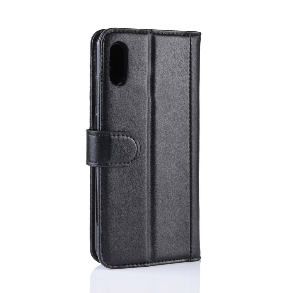 Genuine Split Leather Wallet Stand Protective Case for Huawei Y6 Pro (2019) - Black-8