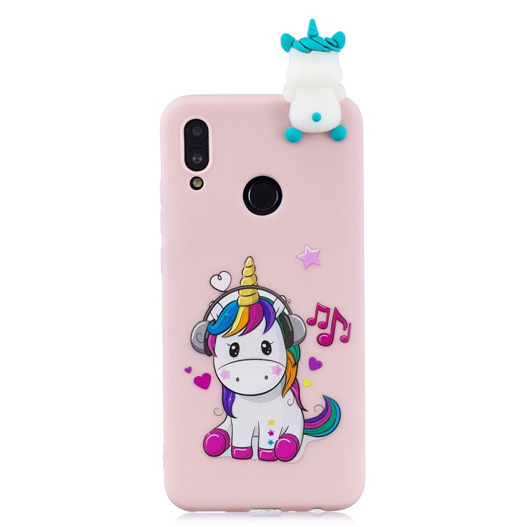 Padrão De Impressão TPU Gel Capa Protetora Para Huawei P Inteligente (2019) Com 3D Animal Boneca - Unicórnio, Desfrutando, Música-2