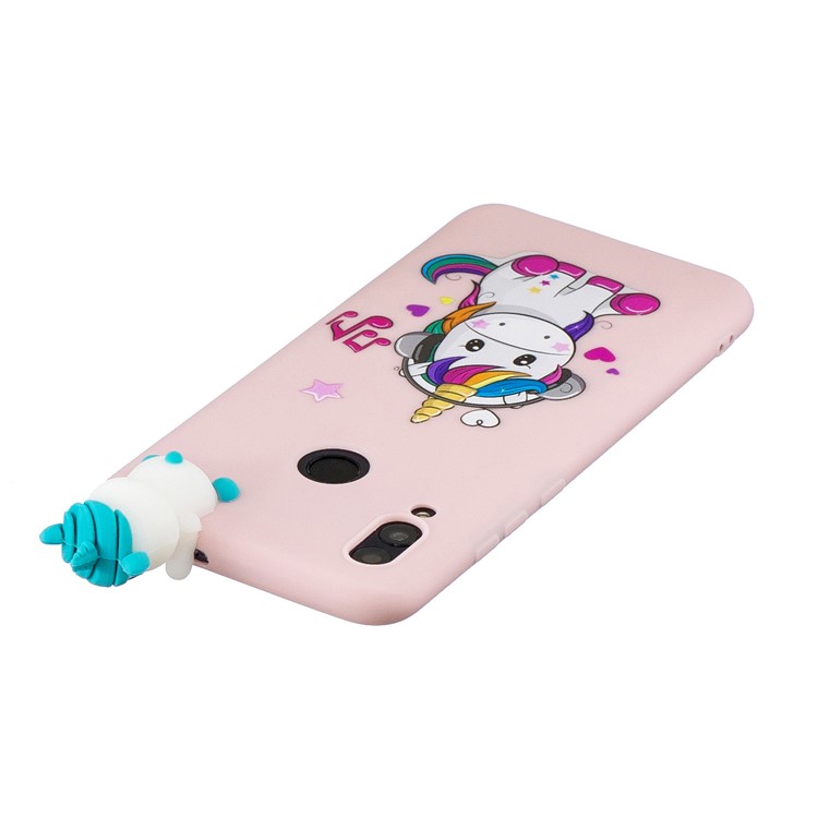 Padrão De Impressão TPU Gel Capa Protetora Para Huawei P Inteligente (2019) Com 3D Animal Boneca - Unicórnio, Desfrutando, Música-4