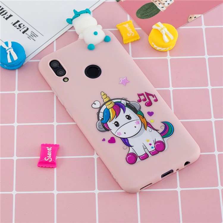 Padrão De Impressão TPU Gel Capa Protetora Para Huawei P Inteligente (2019) Com 3D Animal Boneca - Unicórnio, Desfrutando, Música-5