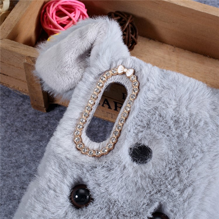 Strass Décor Fourrure Duveteuse Enveloppe En TPU Pour Huawei Y6 (2019) - Gris Clair-2