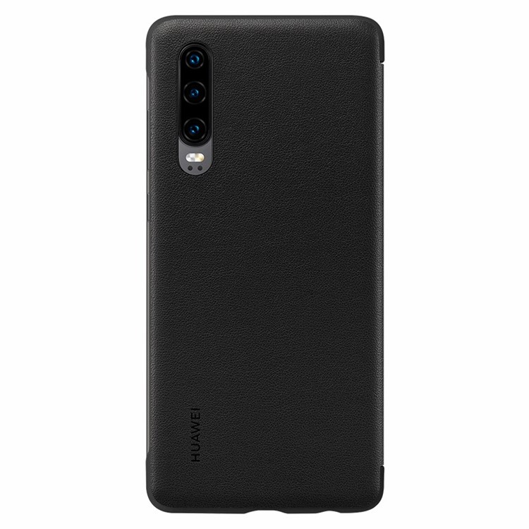 For Huawei P30 View Window Auto Wake up/Sleep Litchi Skin Textured Leather Case - Black-4