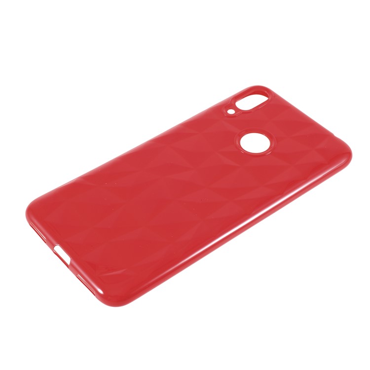 3D Diamond Grain Soft TPU Case for Huawei Y7 Prime (2019) - Red-1