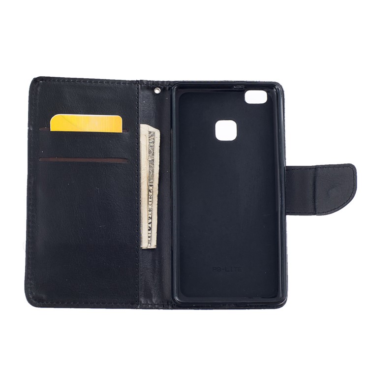 Wallet Stand Leather Flip Case for Huawei P9 Lite - Black-7