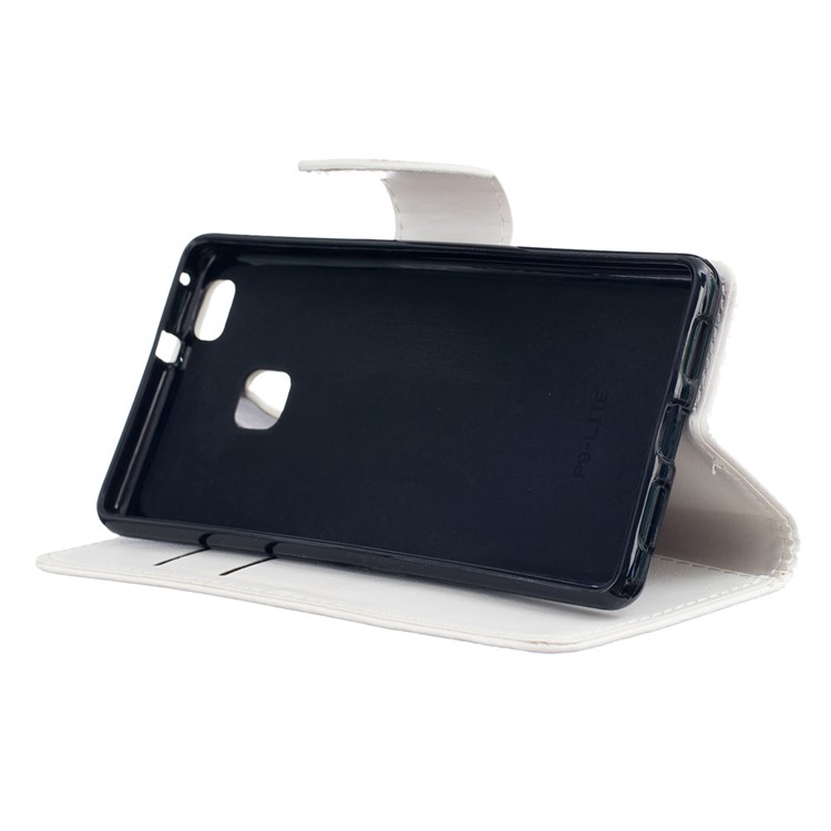 Wallet Stand Leather Folio Cover for Huawei P9 Lite - White-5