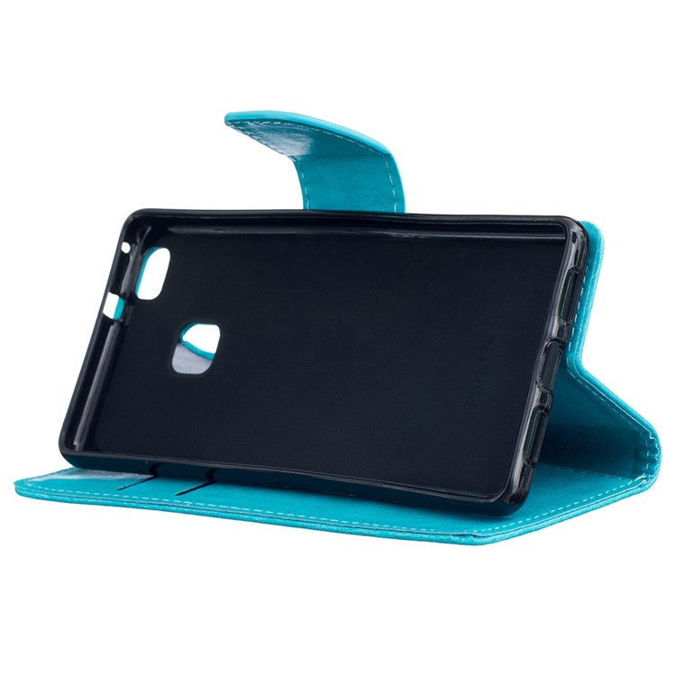 Wallet Stand Leather Phone Cover for Huawei P9 Lite - Blue-5