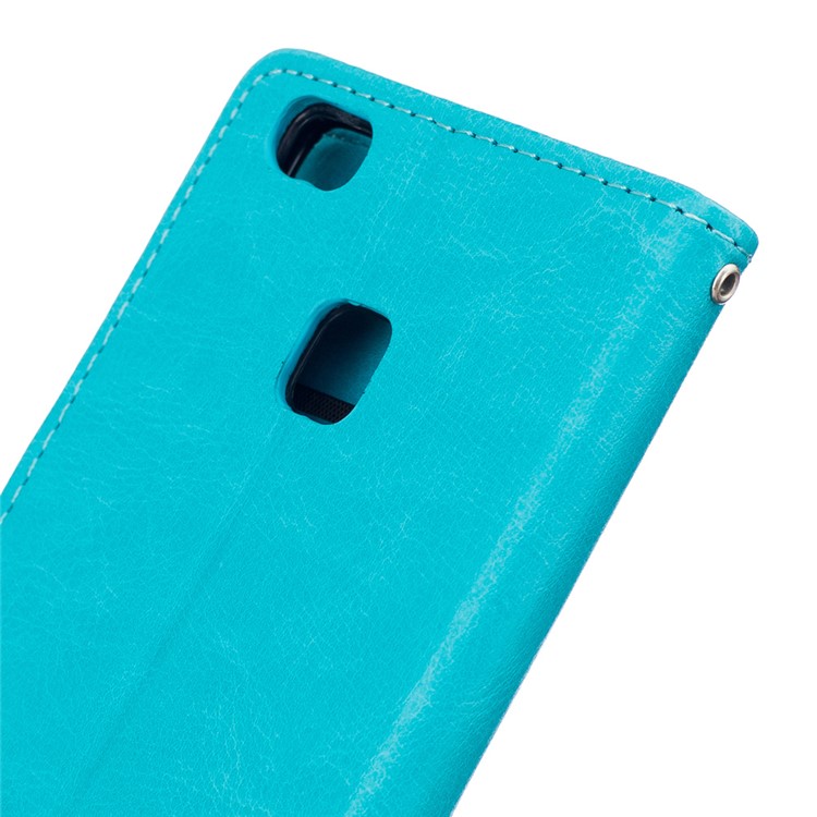 Wallet Stand Leather Phone Cover for Huawei P9 Lite - Blue-6