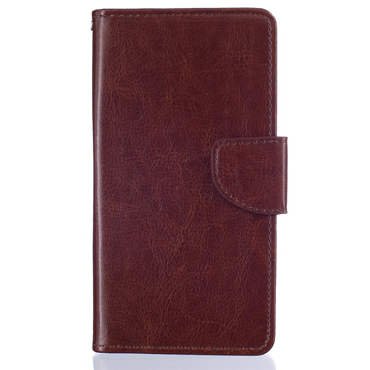 PU Leather Wallet Stand Shell for Huawei P9 Lite - Brown-1